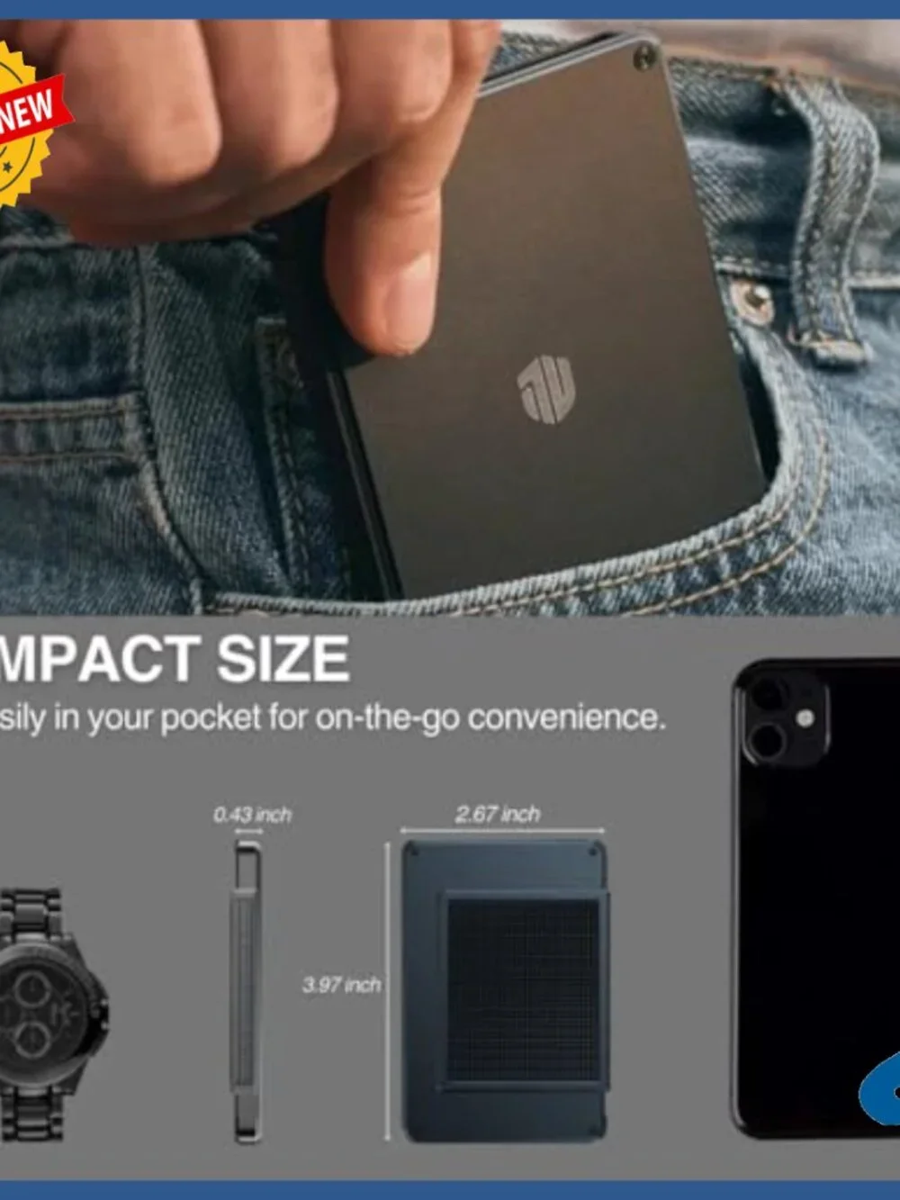 Slim RFID Blocking Metal Card Wallet with Leather Slots & Money Clip